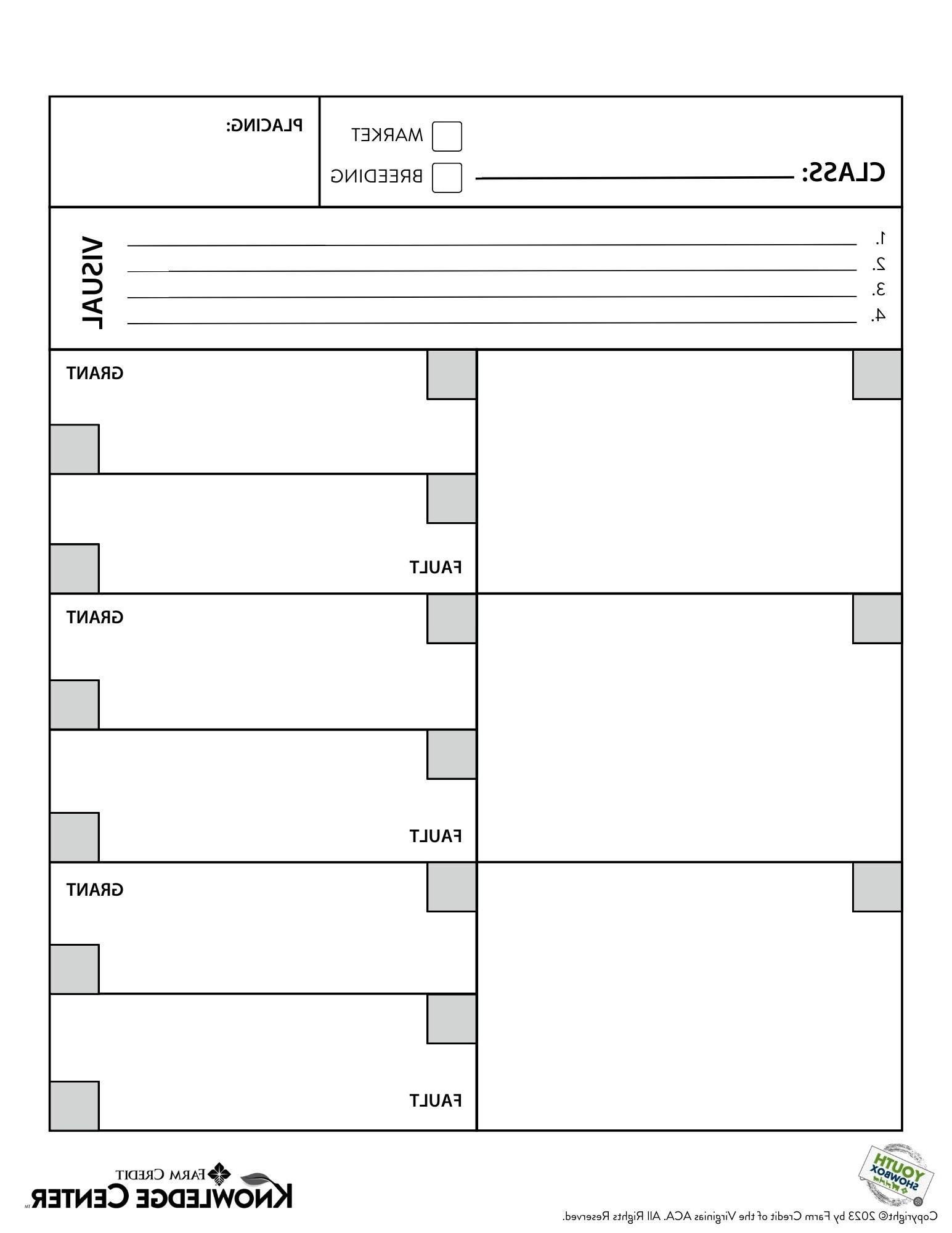 youth livestock judging sheet